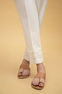 Stylized Cambric Cigarette Pants - Offwhite