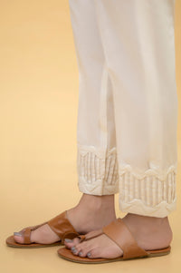Stylized Cambric Cigarette Pants - Offwhite