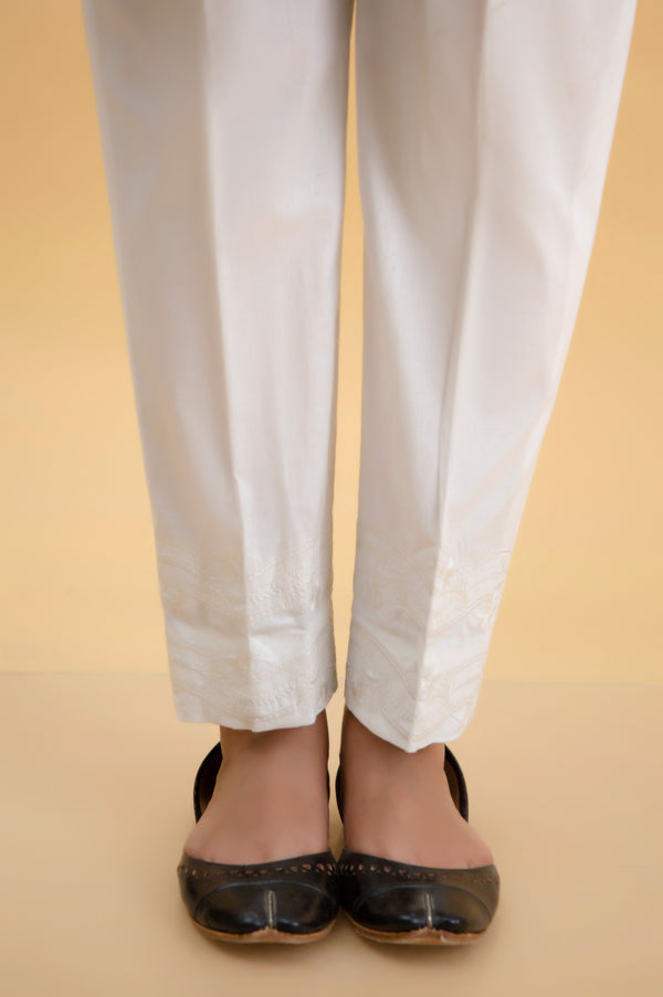 Embroidered Cambric Cigarette Pants