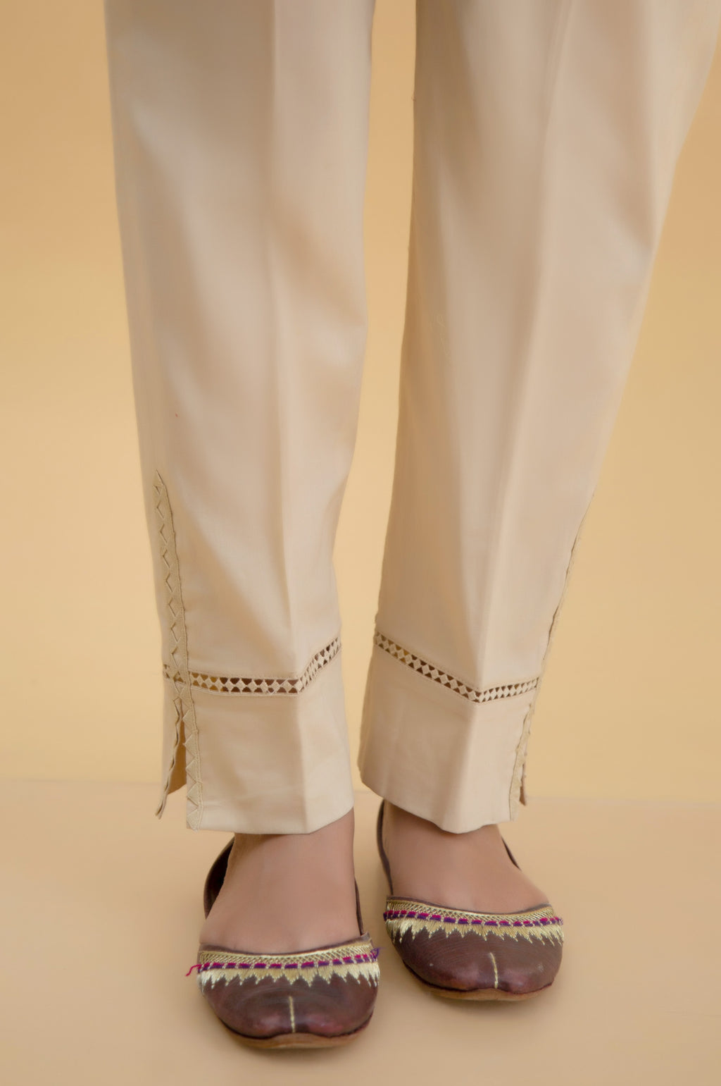 Embroidered Cambric Cigarette Pants
