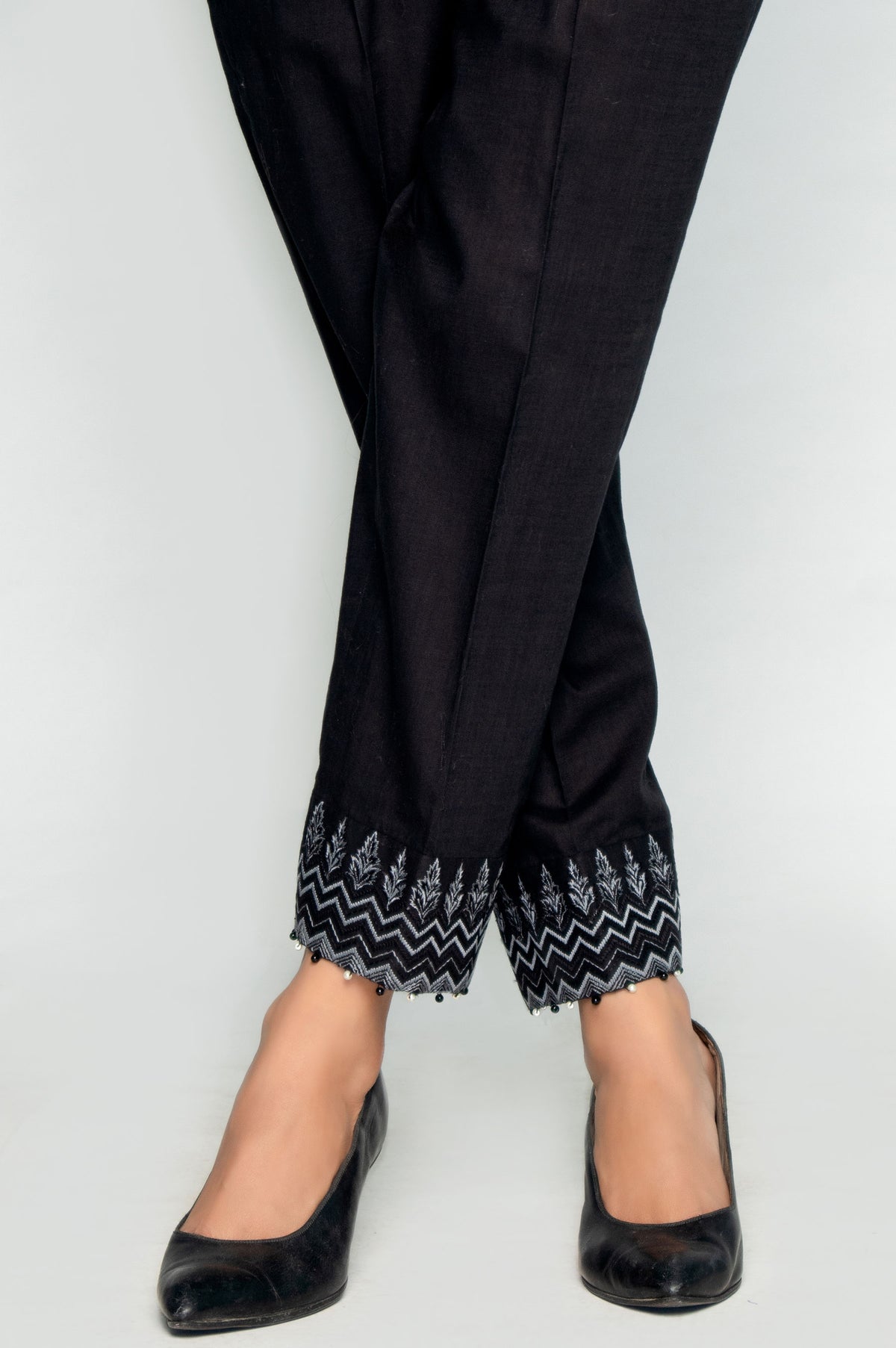Embroidered Cigarette Pants
