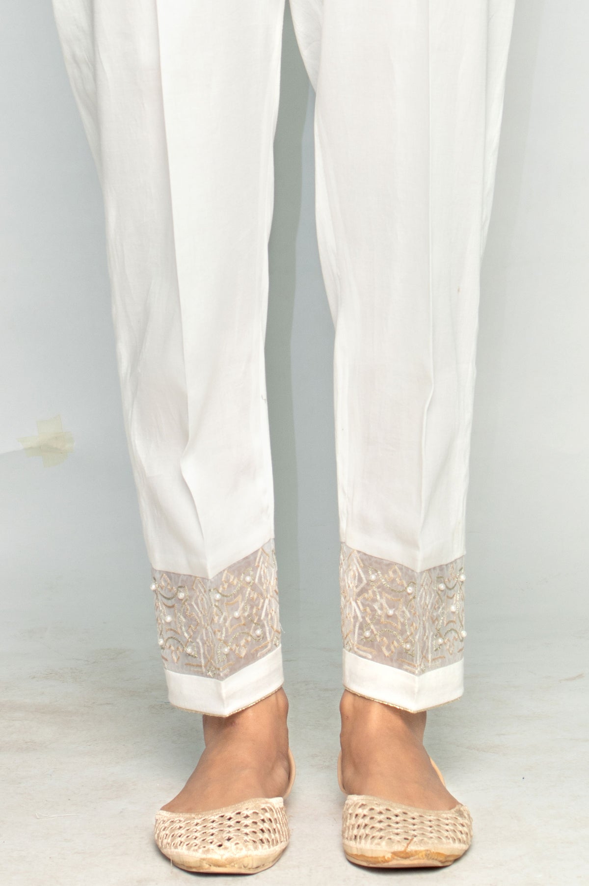 Embroidered Cigarette Pants