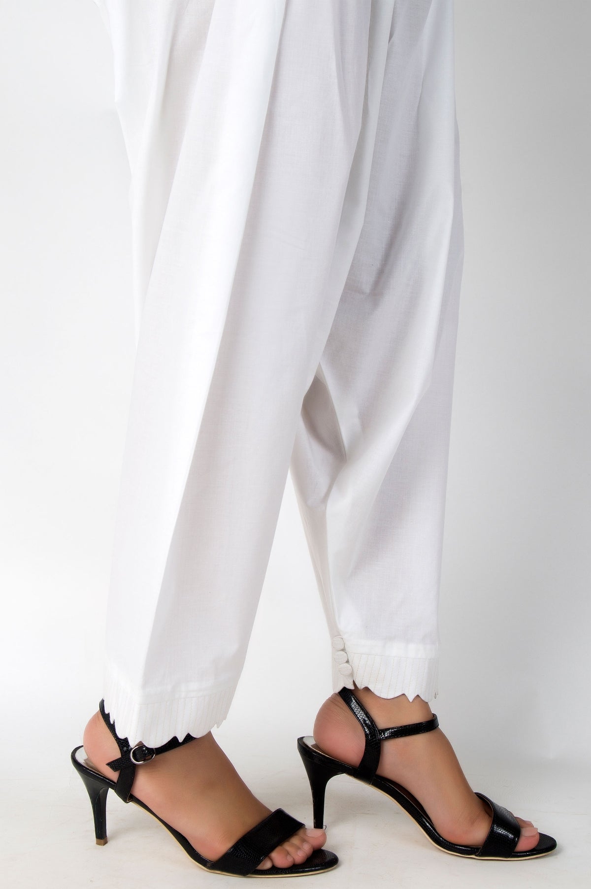 Embellished Cambric Shalwar - White
