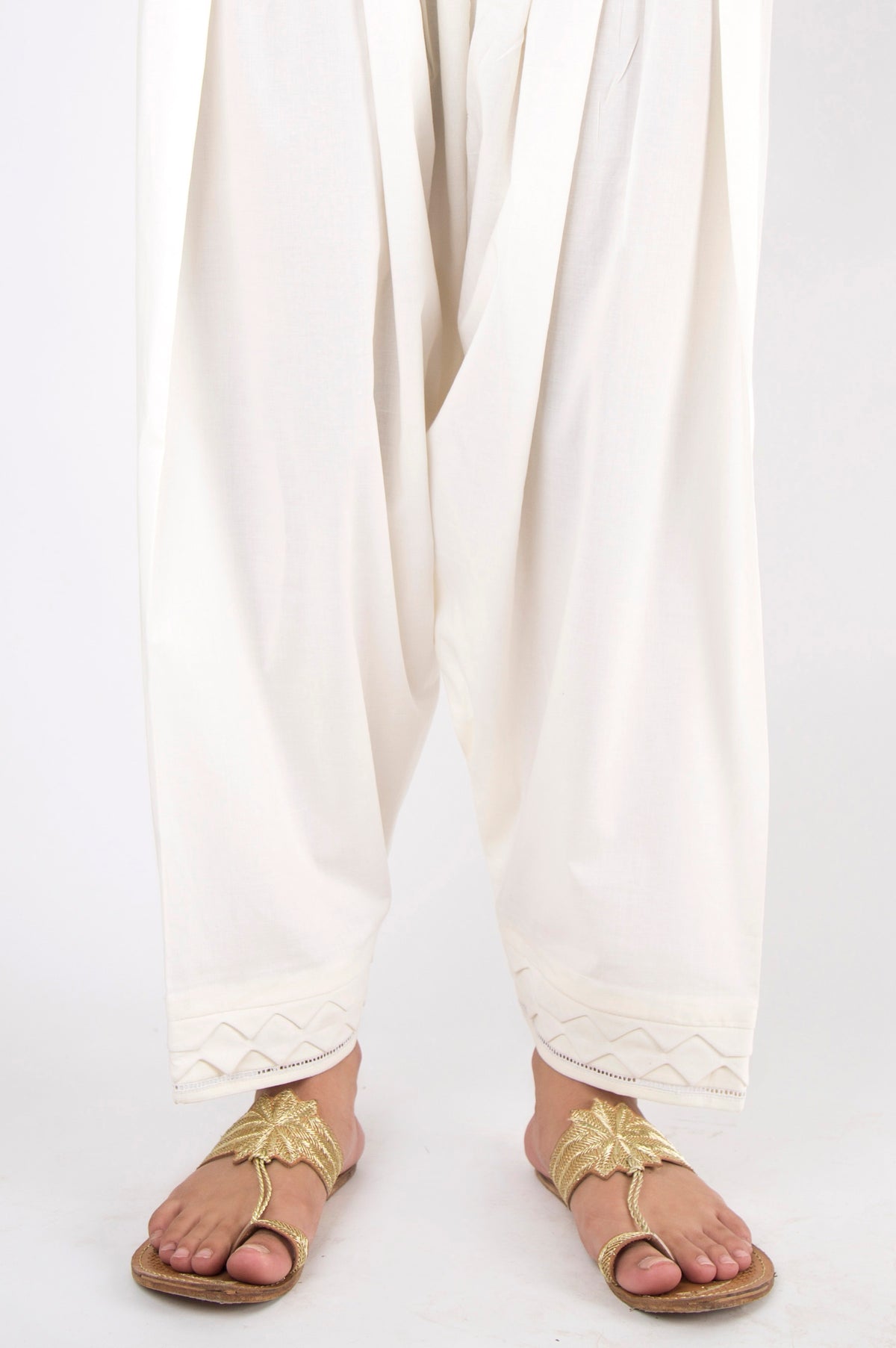 Embellished Cambric Shalwar - Off-White