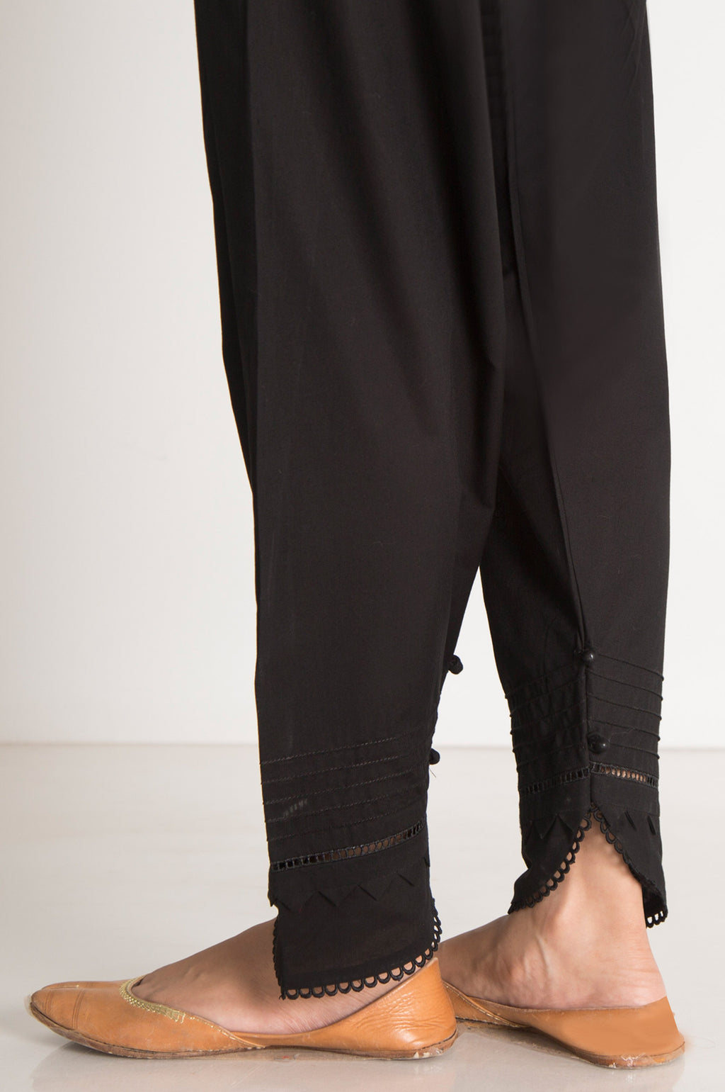 Embellished Cambric Shalwar  - Black