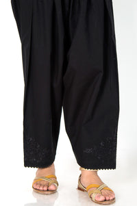 Embroidered Cambric Shalwar  - Black