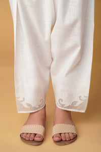 Embroidered Khaddar Shalwar - White
