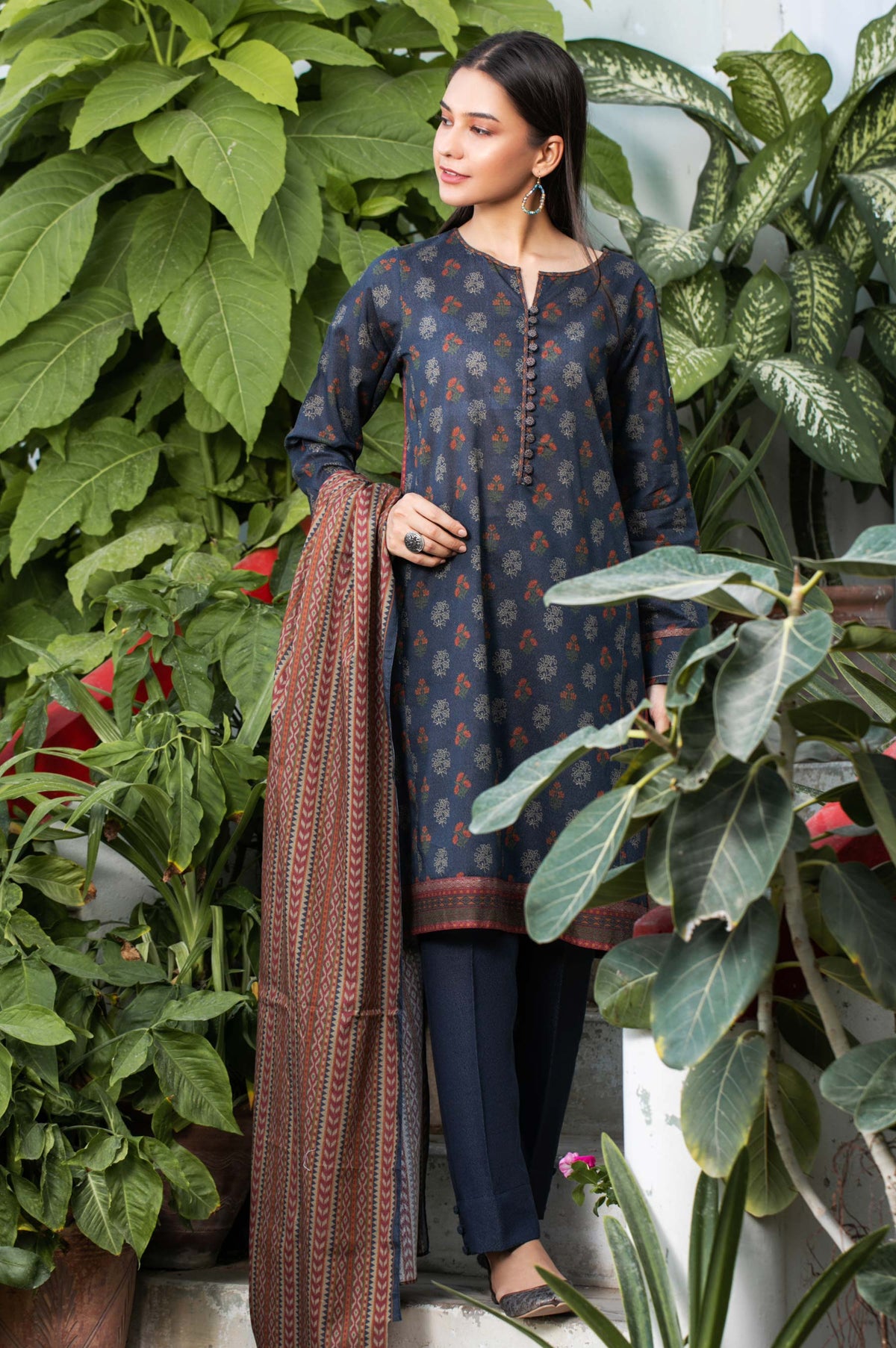 Unstitched 2 Piece Printed Karandi Suit