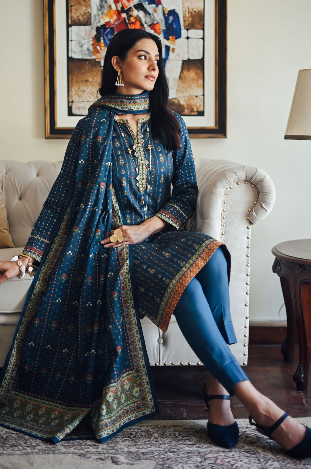 Stitched 2 Piece Printed Cottel Suit