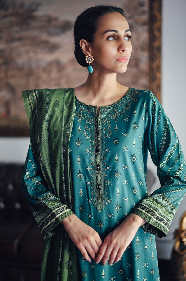 Stitched 2 Piece Embroidered Cottel Suit