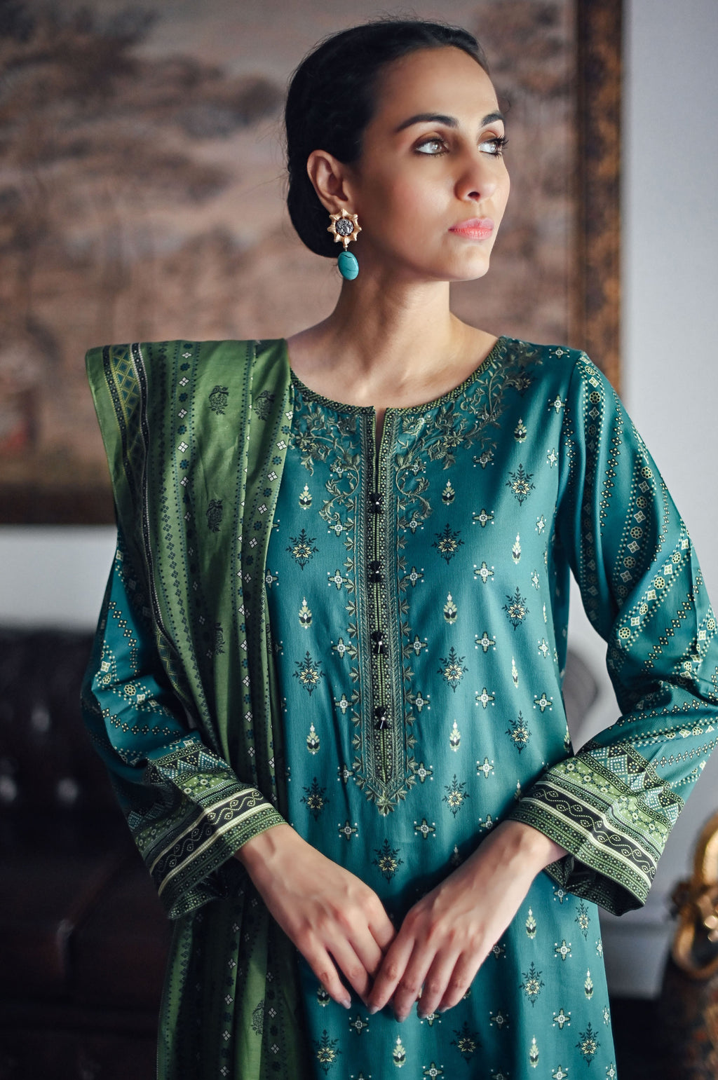 Stitched 2 Piece Embroidered Cottel Suit