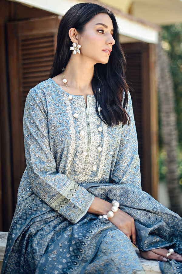 Stitched 2 Piece Embroidered Cottel with Khaddar Suit