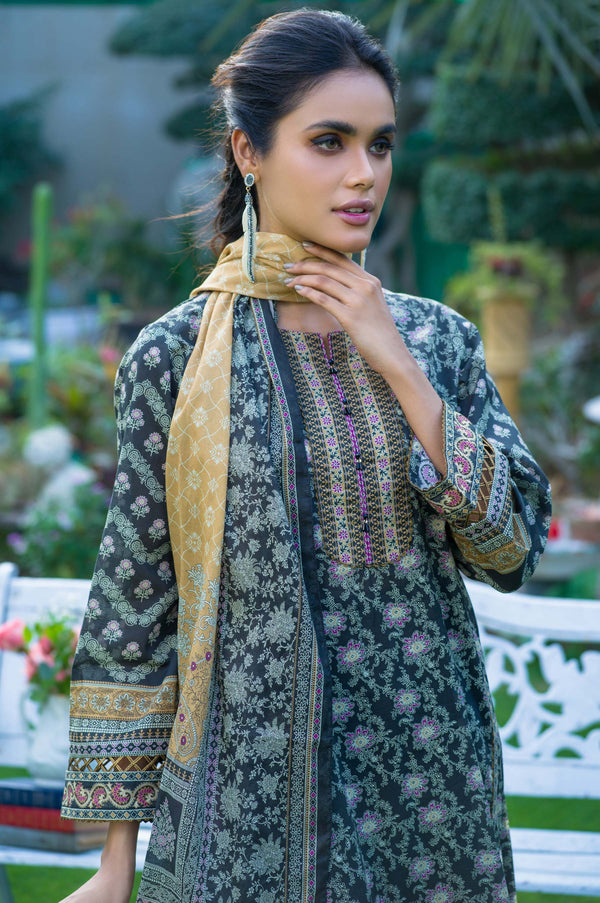 Stitched 2 Piece Printed Lawn with Cotton Net Suit