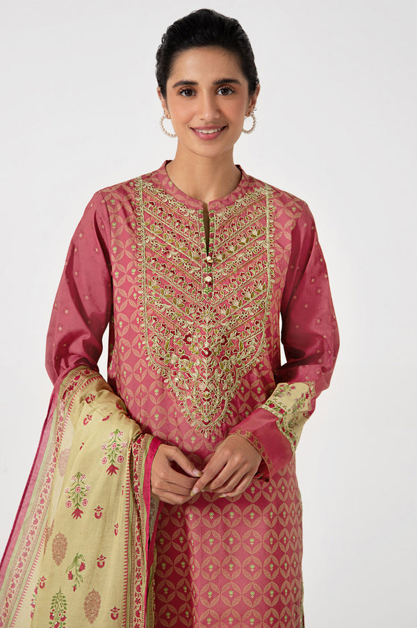 Stitched 2 Piece Embroidered Lawn with Voile Slub Suit