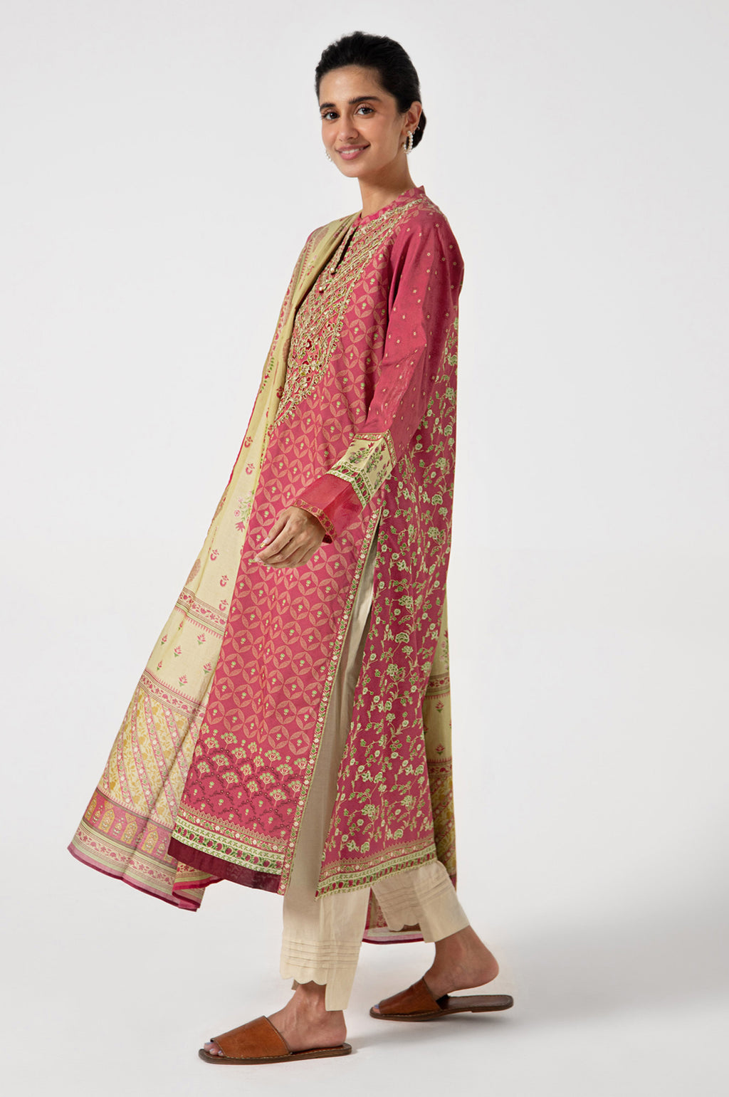 Stitched 2 Piece Embroidered Lawn with Voile Slub Suit