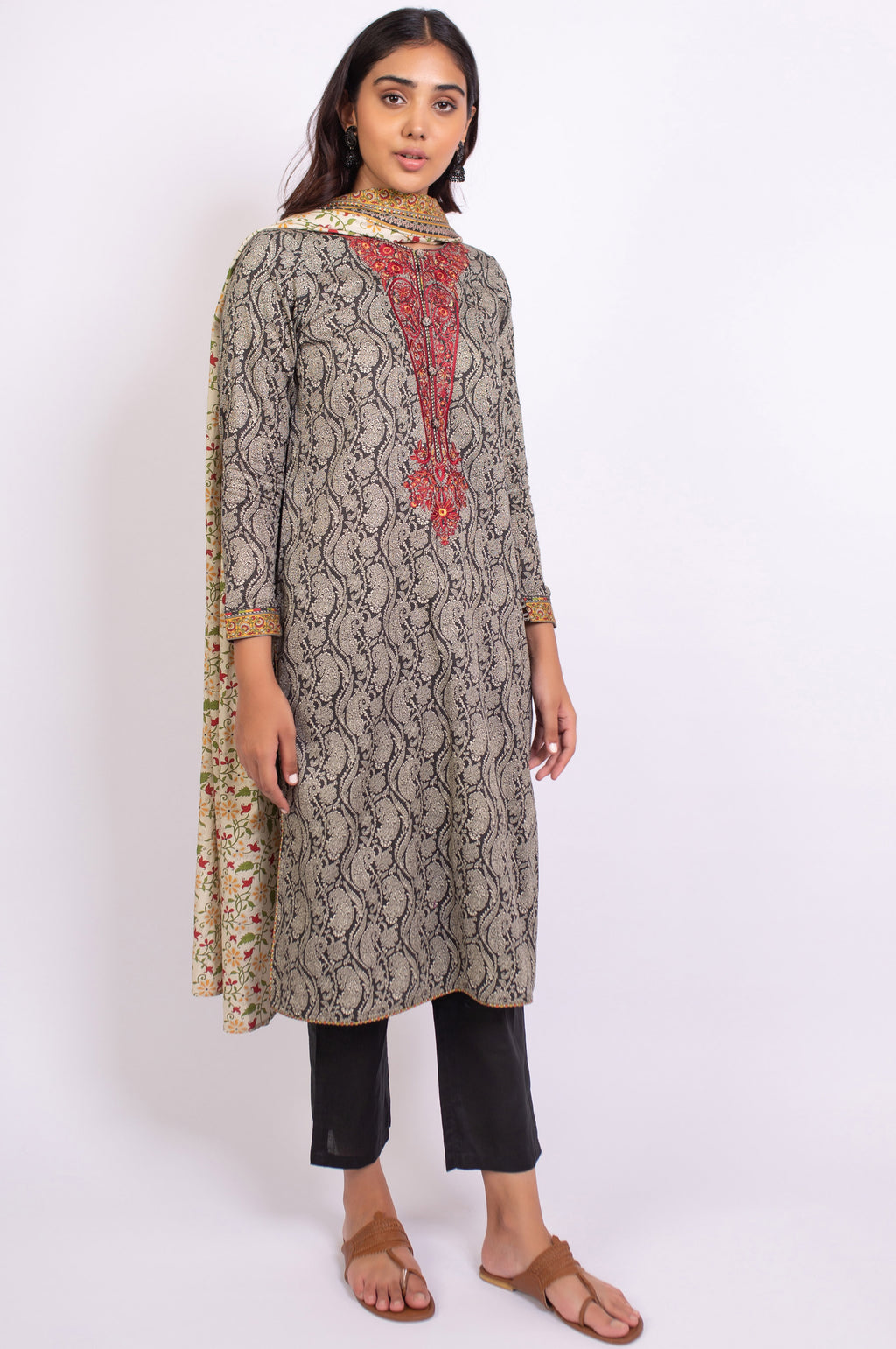 Unstitched 2 Piece Embroidered Cottel Suit