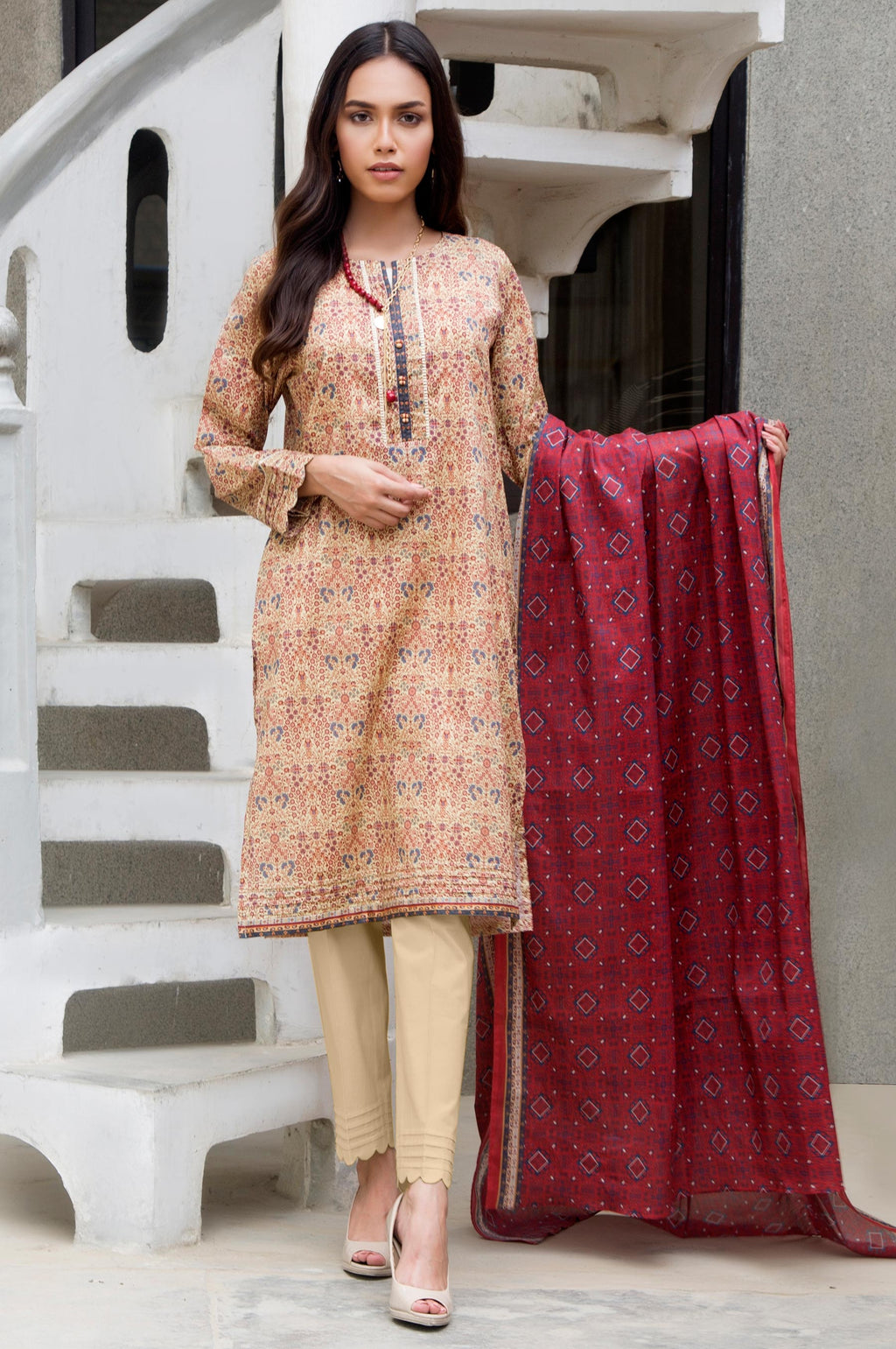 Unstitched 3 Piece Printed Lawn Suit