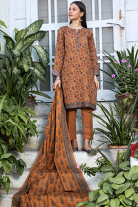 Unstitched 3 Piece Printed Khaddar Suit