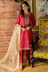 Unstitched 3 Piece Embroidered Maysuri Suit with Organza Jacquard Dupatta