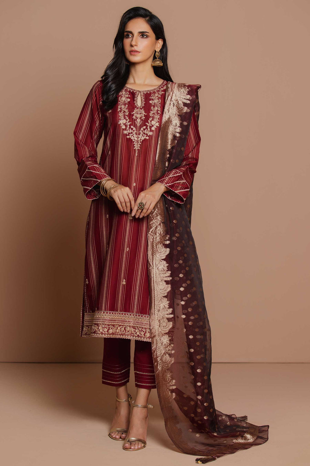 Unstitched 3 Piece Maysuri Lawn Suit with Organza Jacquard Dupatta