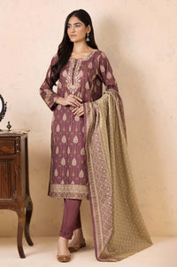 Stitched 3 Piece Embroidered Khaddar Suit