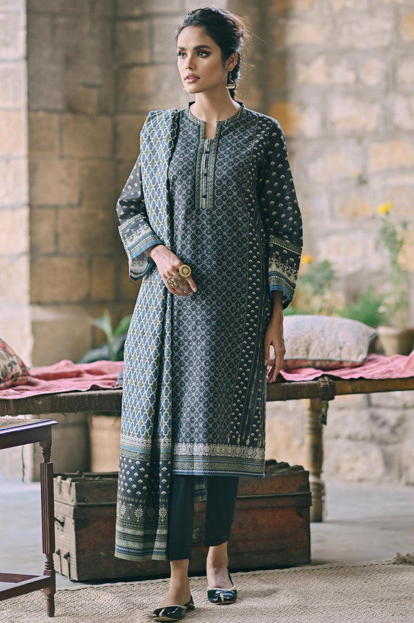 Stitched 3 Piece Printed Cottel Suit