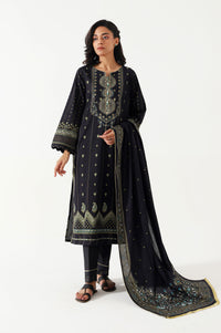 Unstitched 3 Piece Gold & Colored Paste Lawn Suit