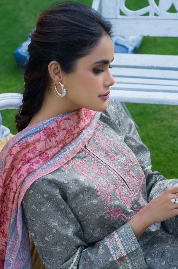 Stitched 3 Piece Embroidered Lawn with Kotta Cotton Suit