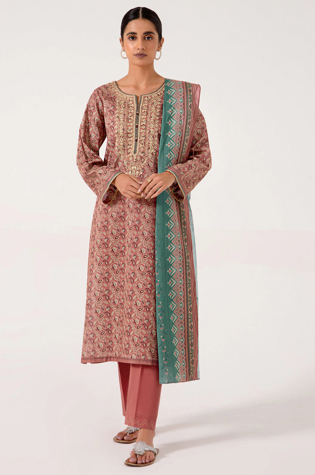 Stitched 3 Piece Embroidered Lawn Suit
