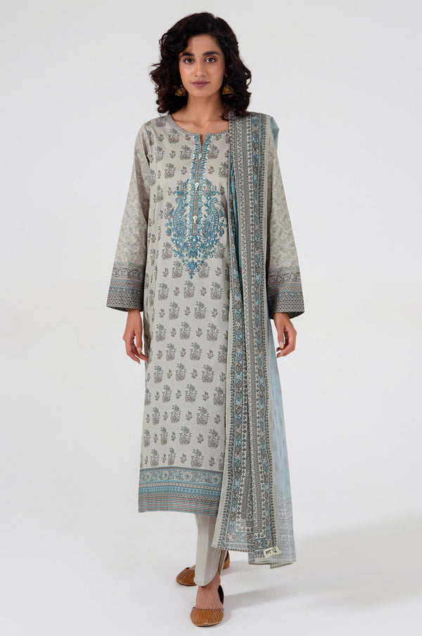 Stitched 3 Piece Embroidered Lawn Suit