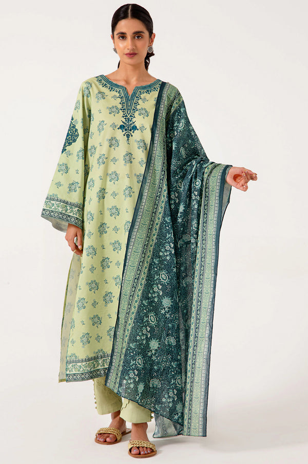 Stitched 3 Piece Embroidered Lawn Suit