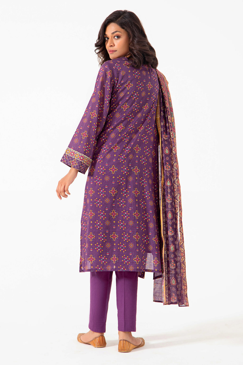 Stitched 3 Piece Embroidered Lawn with Sequins Zari Stripes Suit