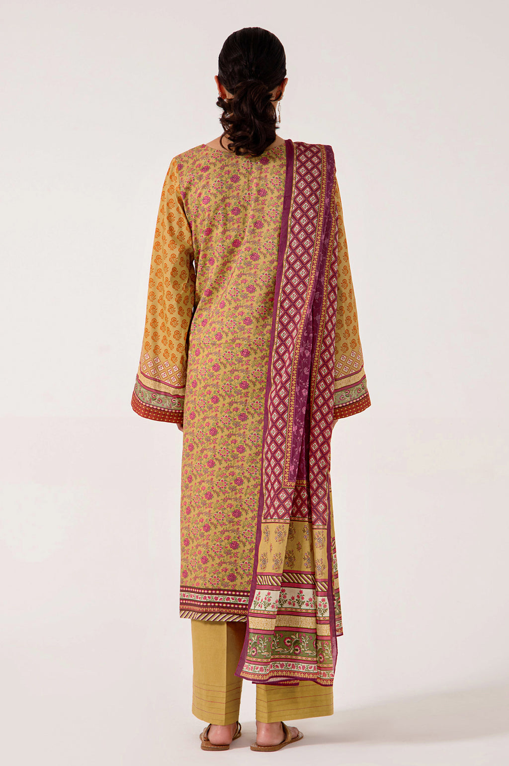 Stitched 3 Piece Embroidered Lawn with Cotton Net Suit