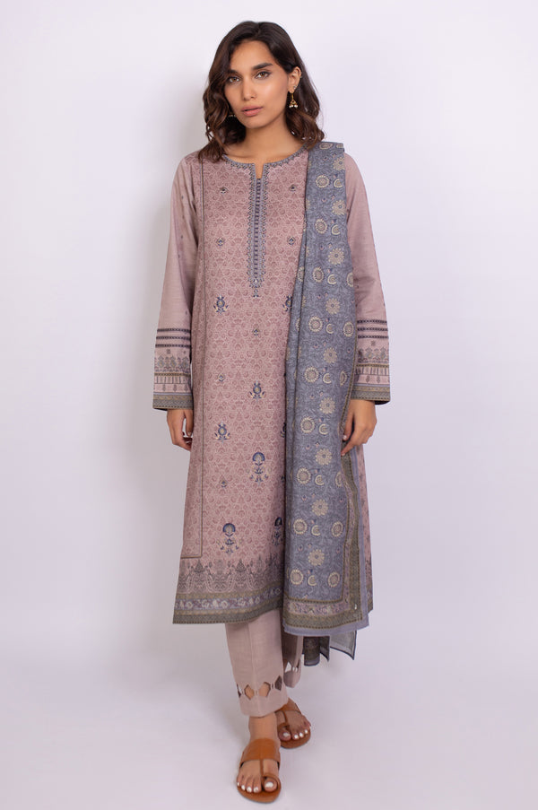 Stitched 3 Piece Embroidered Cottel Suit