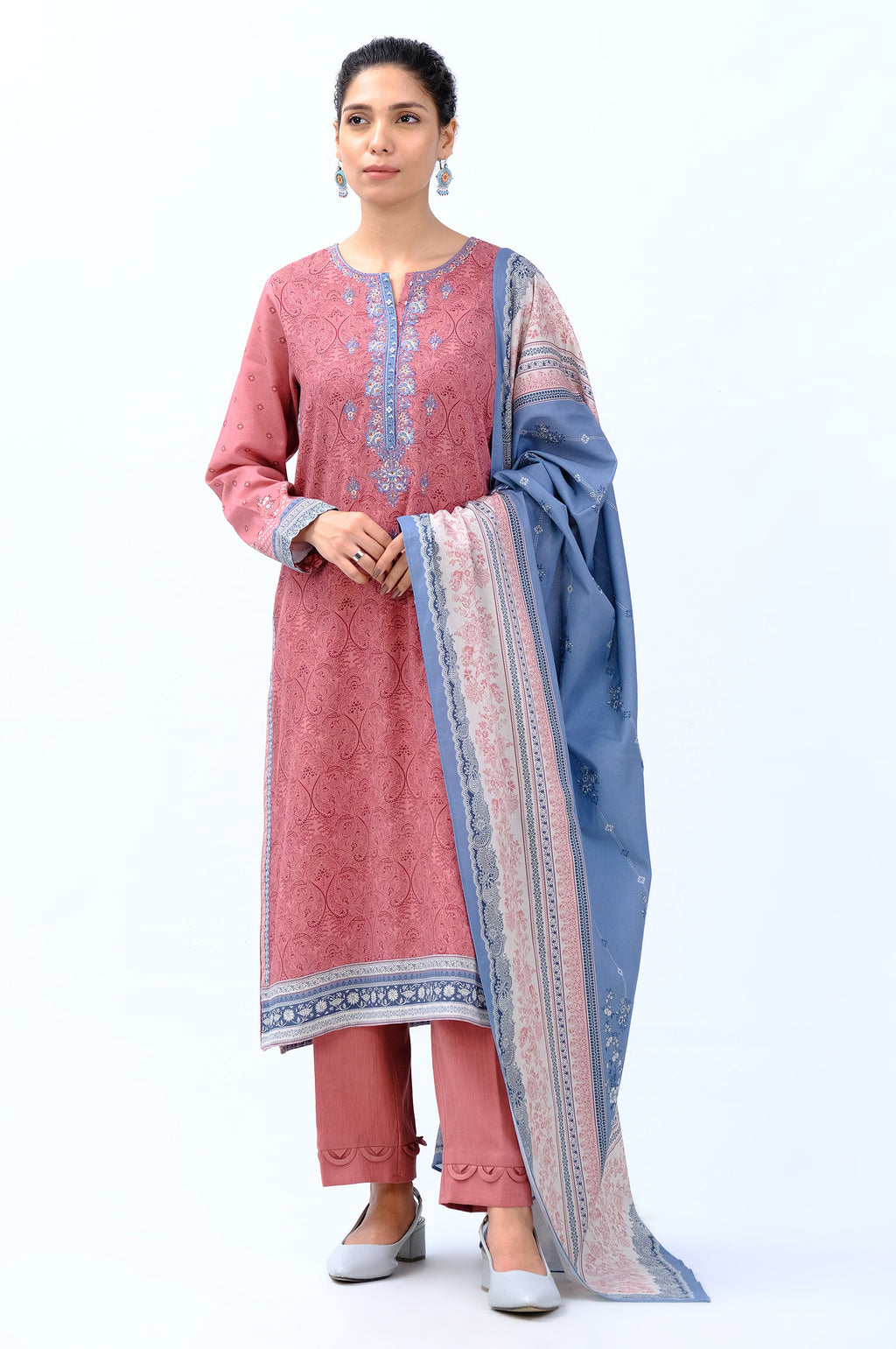Stitched 3 Piece Embroidered Cottel Suit