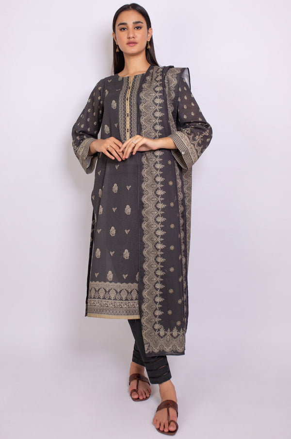 Stitched 3 Piece Printed Karandi Suit