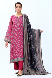 Unstitched 3 Piece Printed Linen Viscose Suit