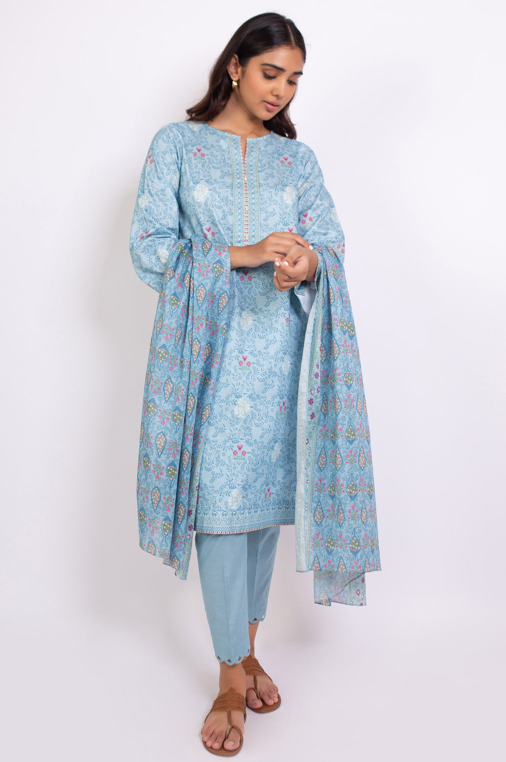 Stitched 3 Piece Printed Doria Linen Viscose Suit