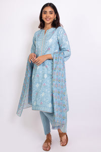 Stitched 3 Piece Printed Doria Linen Viscose Suit