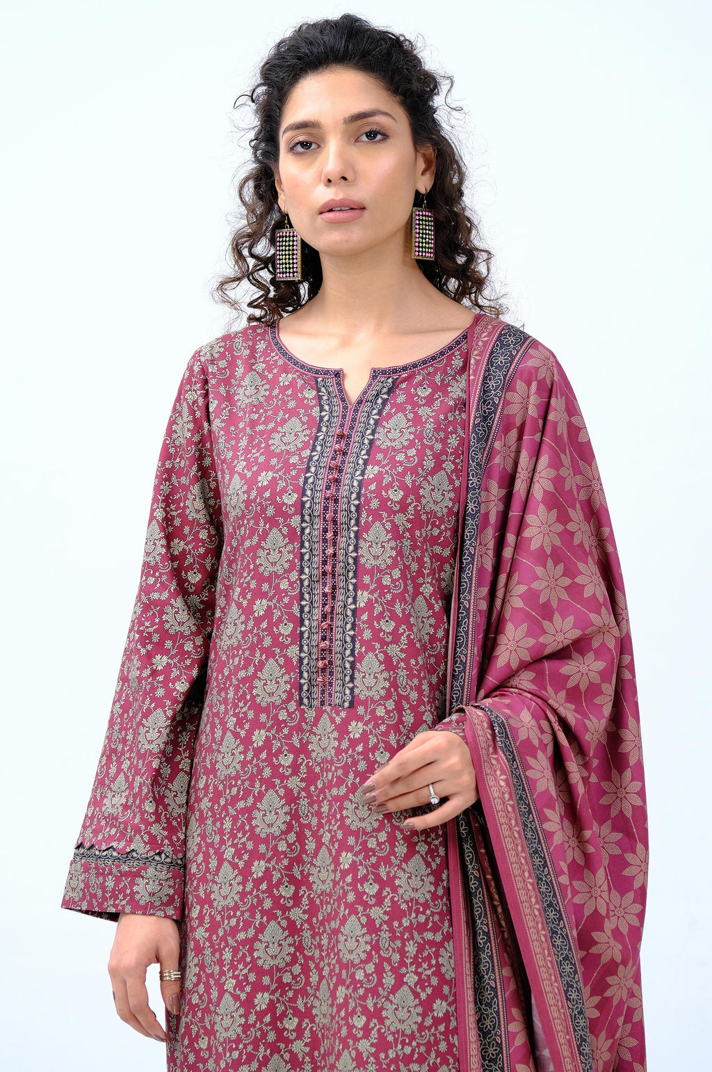 Stitched 3 Piece Printed Doria Linen Viscose Suit