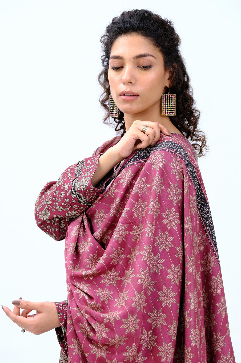 Stitched 3 Piece Printed Doria Linen Viscose Suit