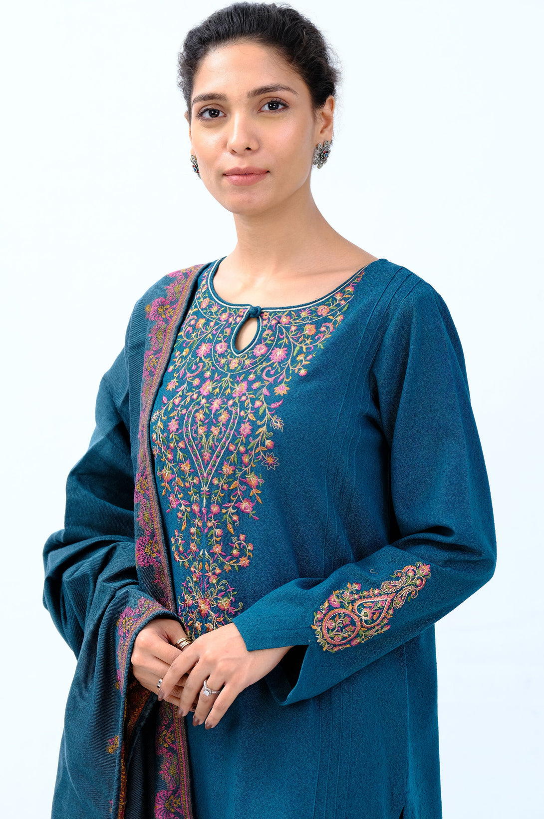 Stitched 3 Piece Embroidered Karandi Suit – Zeenwoman