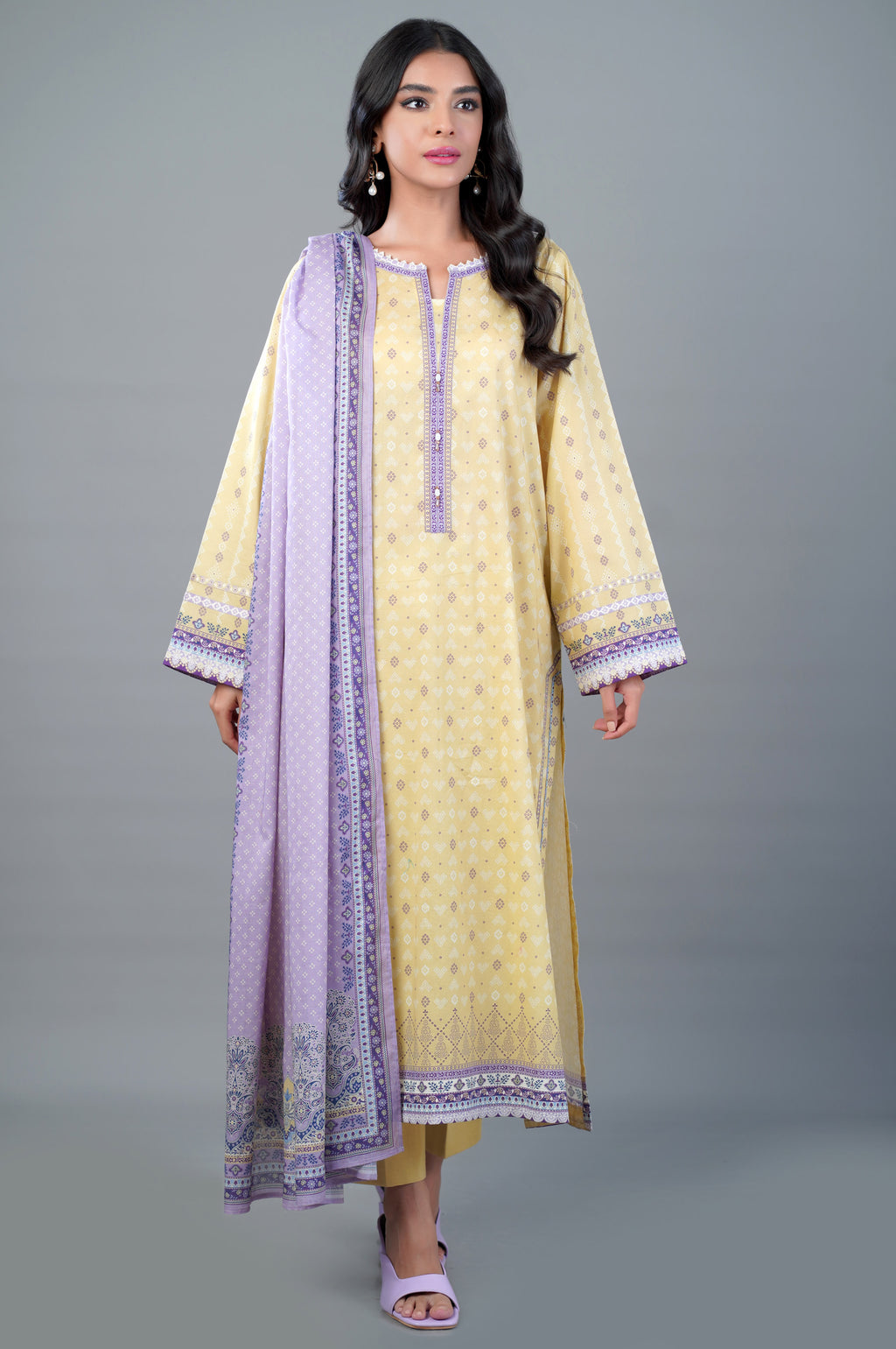 Stitched 3 Piece Printed Lawn