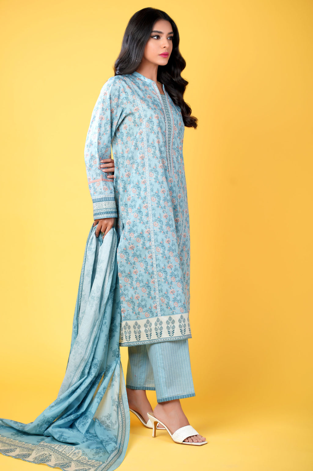 Unstitched 3 Piece Printed Lawn Suit