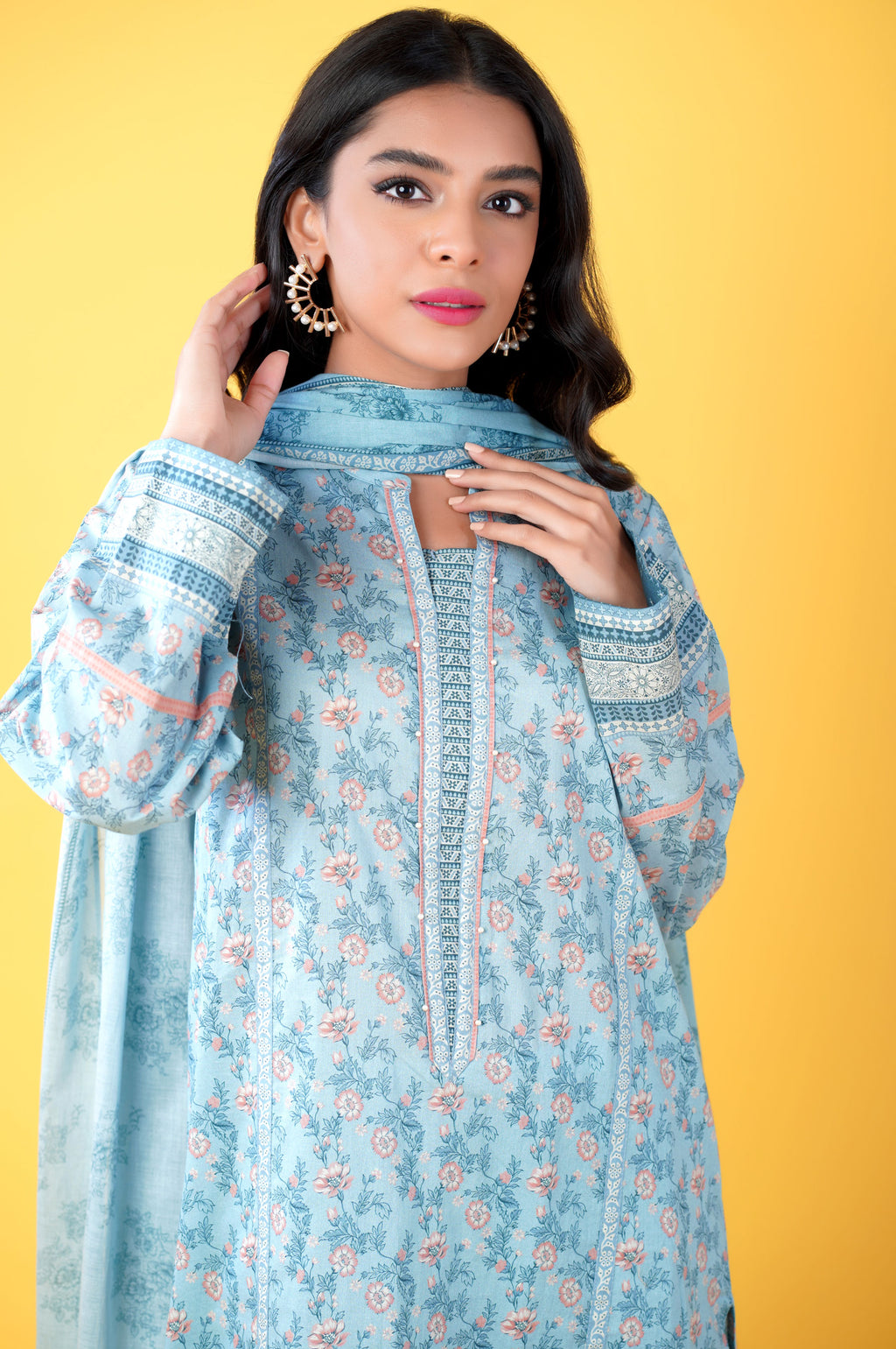 Unstitched 3 Piece Printed Lawn Suit