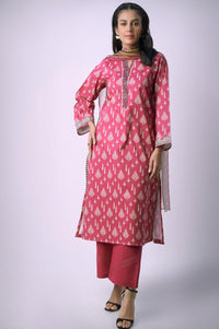 Unstitched 3 Piece Printed Lawn Shirt with Chiffon Dupatta