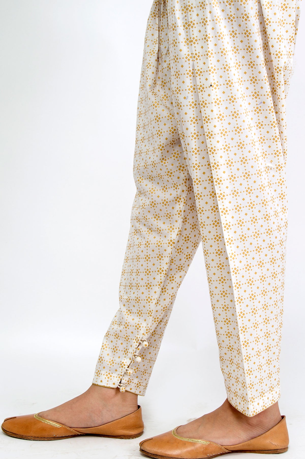Embellished Cambric Shalwar - Gold Paste