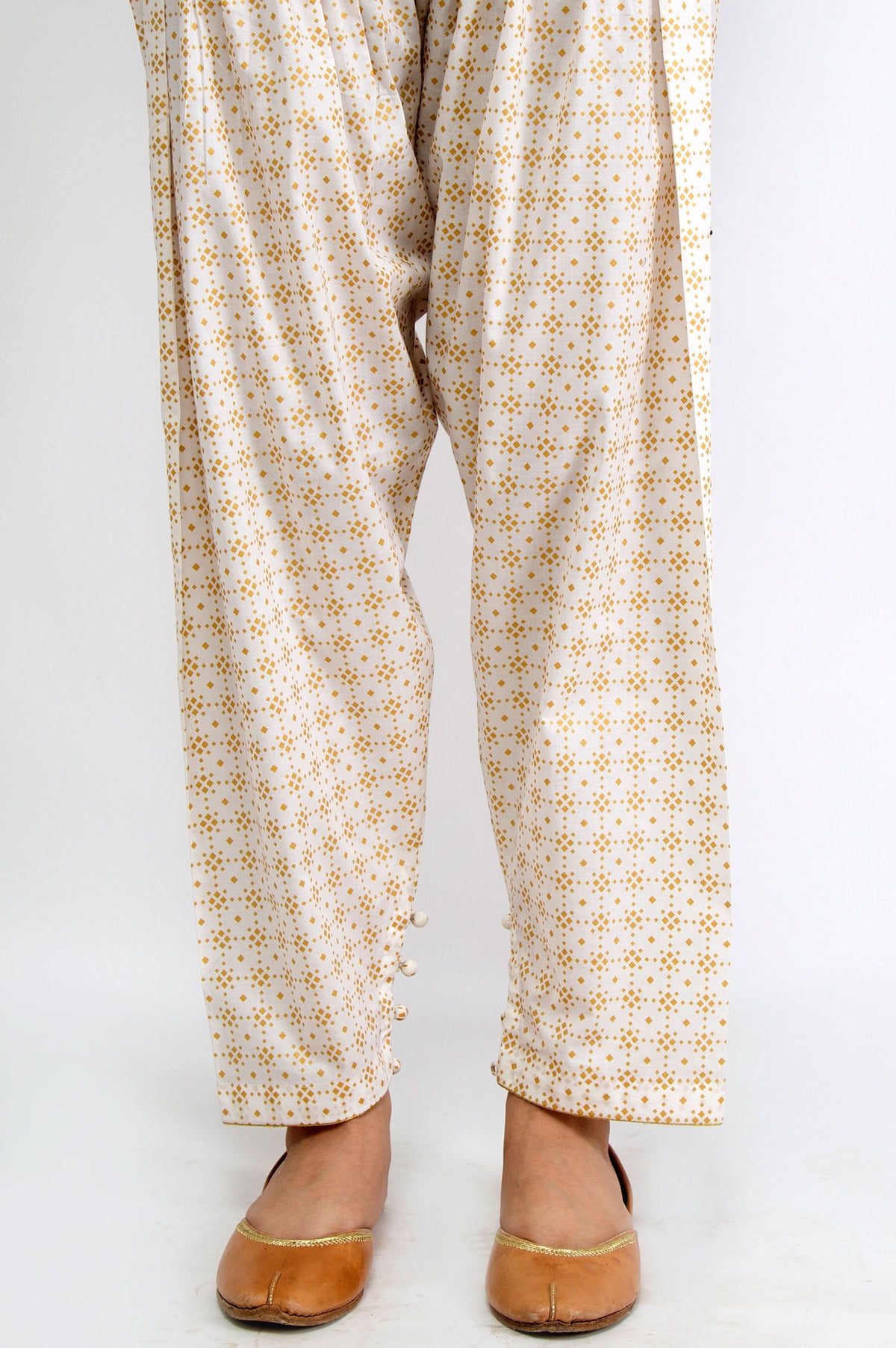 Embellished Cambric Shalwar - Gold Paste