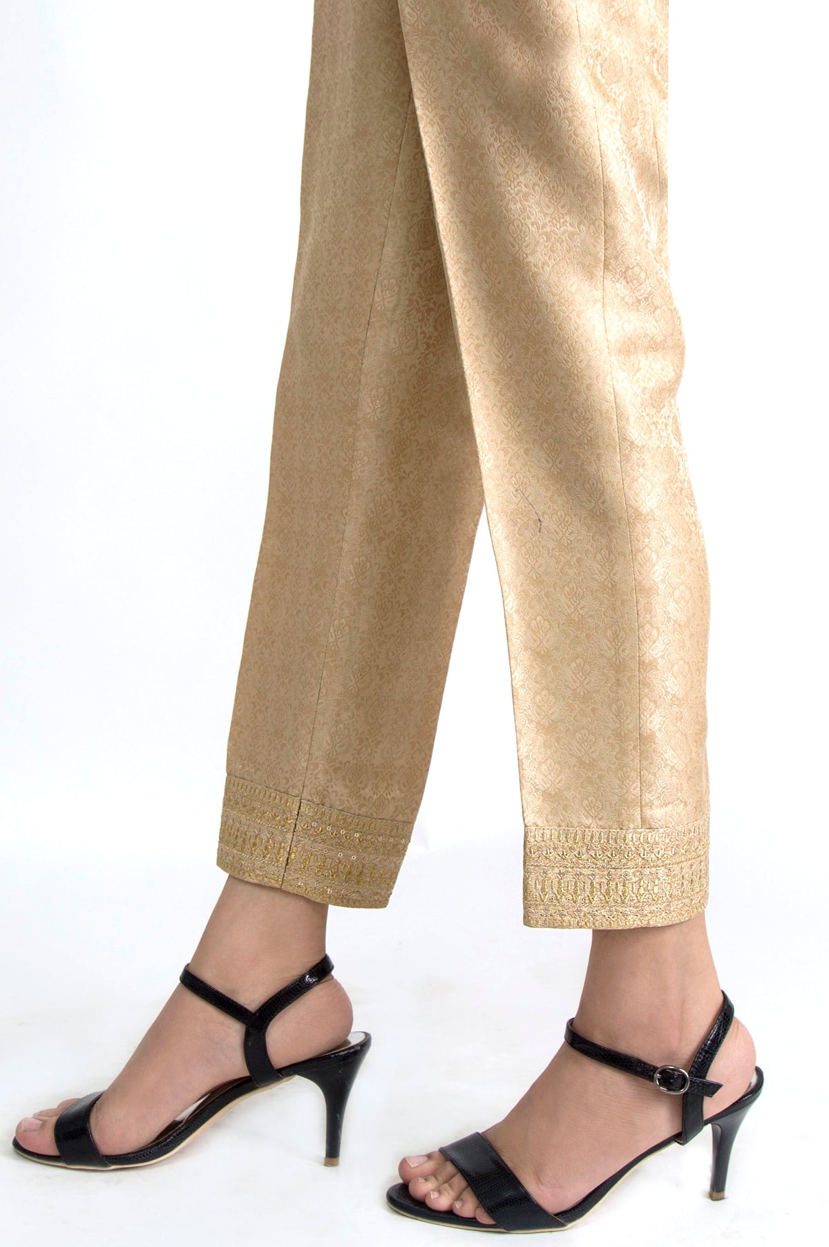 Embroidered Cambric Pants - Beige