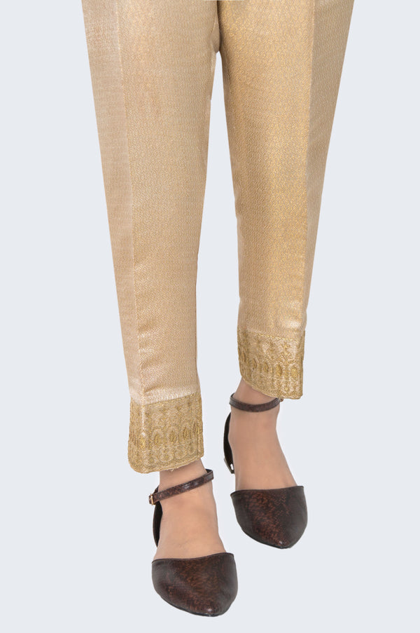 Embroidered Jamawar  Pants  - Golden